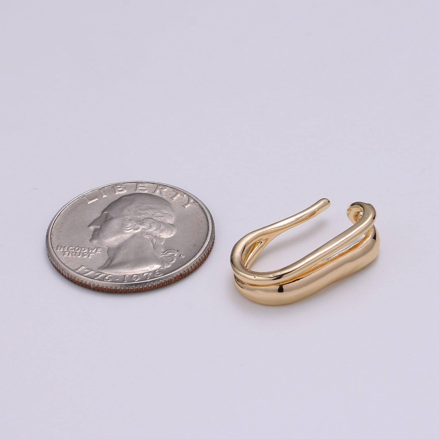 1Pair 18K gold Non Pierced Earring, Double Curb Earring, Earcuff for Cartilage, Simplicity Earring, Minimalist ear cuff, EARR-1397