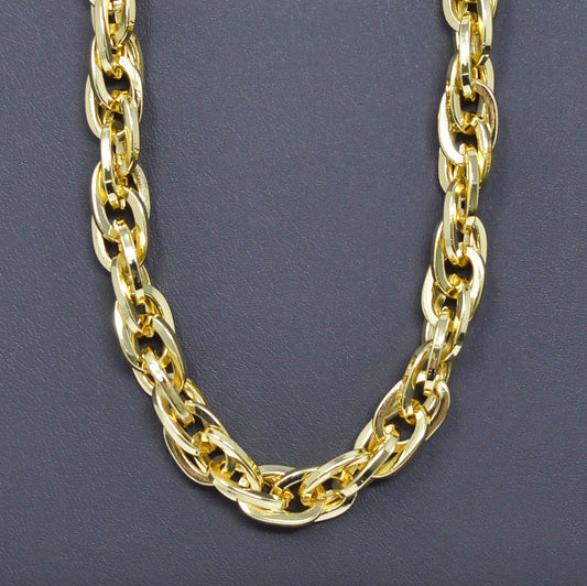 Bold Rope Open Chain 24K Gold by Yard, Double Oval Link Chain, Yellow Gold Thick Rope for DIY Craft, Roll- 453