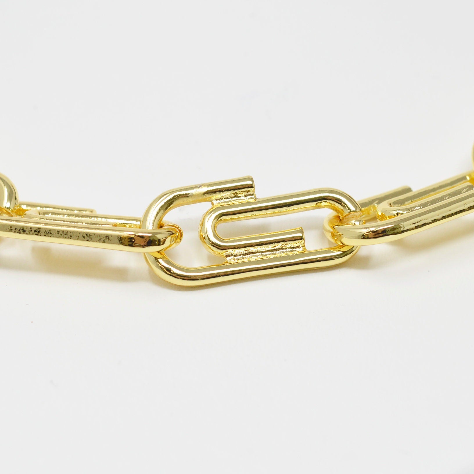 24K Gold Paperclip Chain by Yard, Thick and Bold Elongate Chain, Wholesale bulk Roll Chain Jewelry Making 26.5x12mm, 455