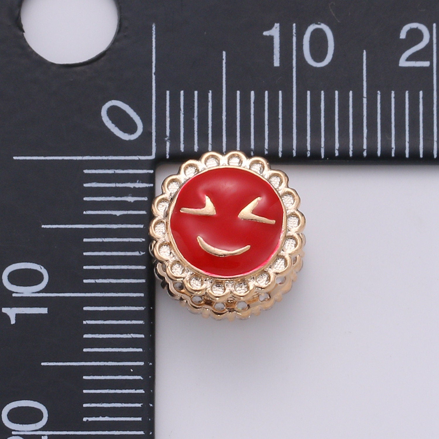1pc Smile Face Gold CZ Micro Pave Spacer Beads for DIY Jewelry Making European Charms Beaded Bracelet,Bead Size 11mm Hole 3.6mm-B-363