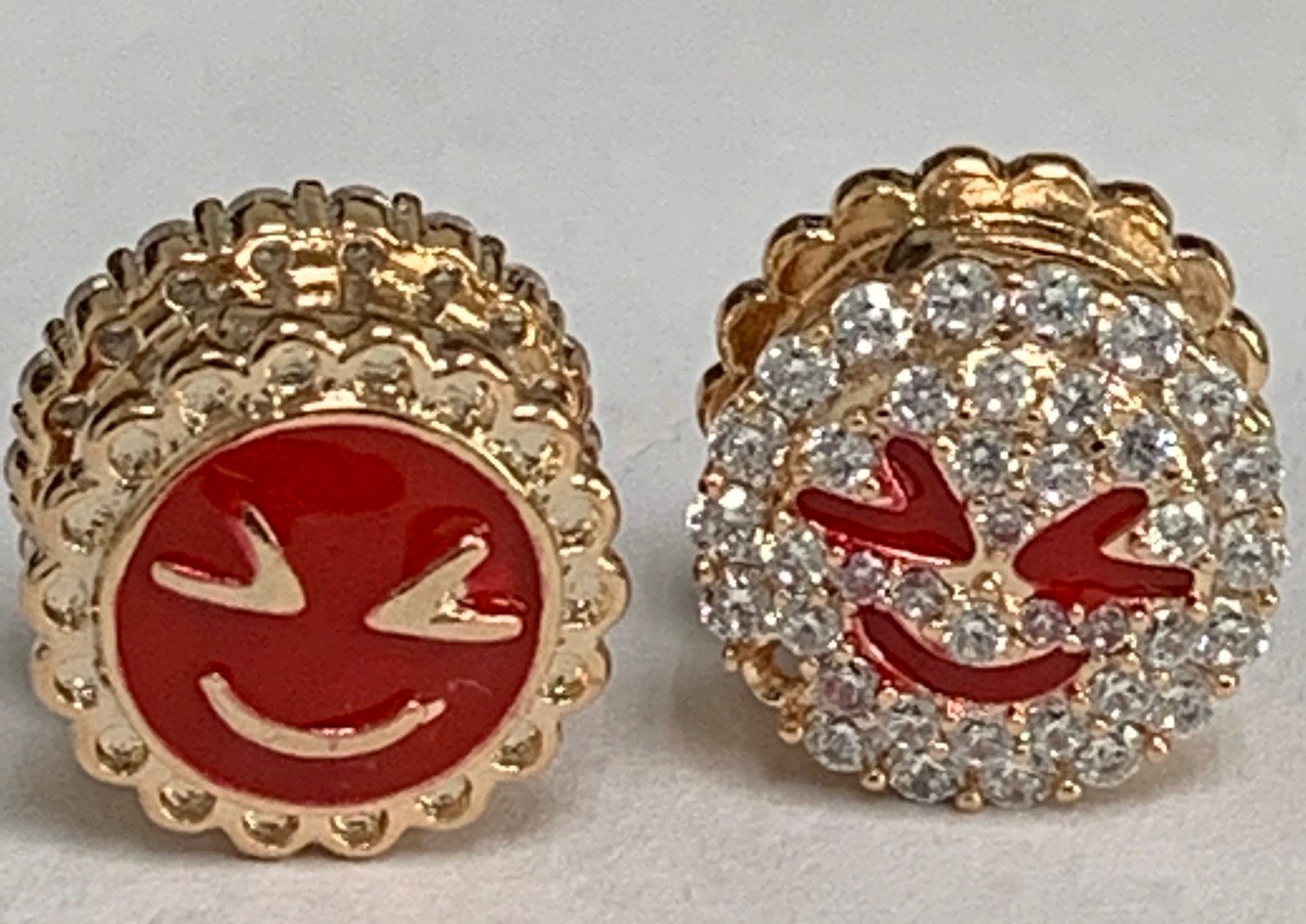 1pc Smile Face Gold CZ Micro Pave Spacer Beads for DIY Jewelry Making European Charms Beaded Bracelet,Bead Size 11mm Hole 3.6mm-B-363