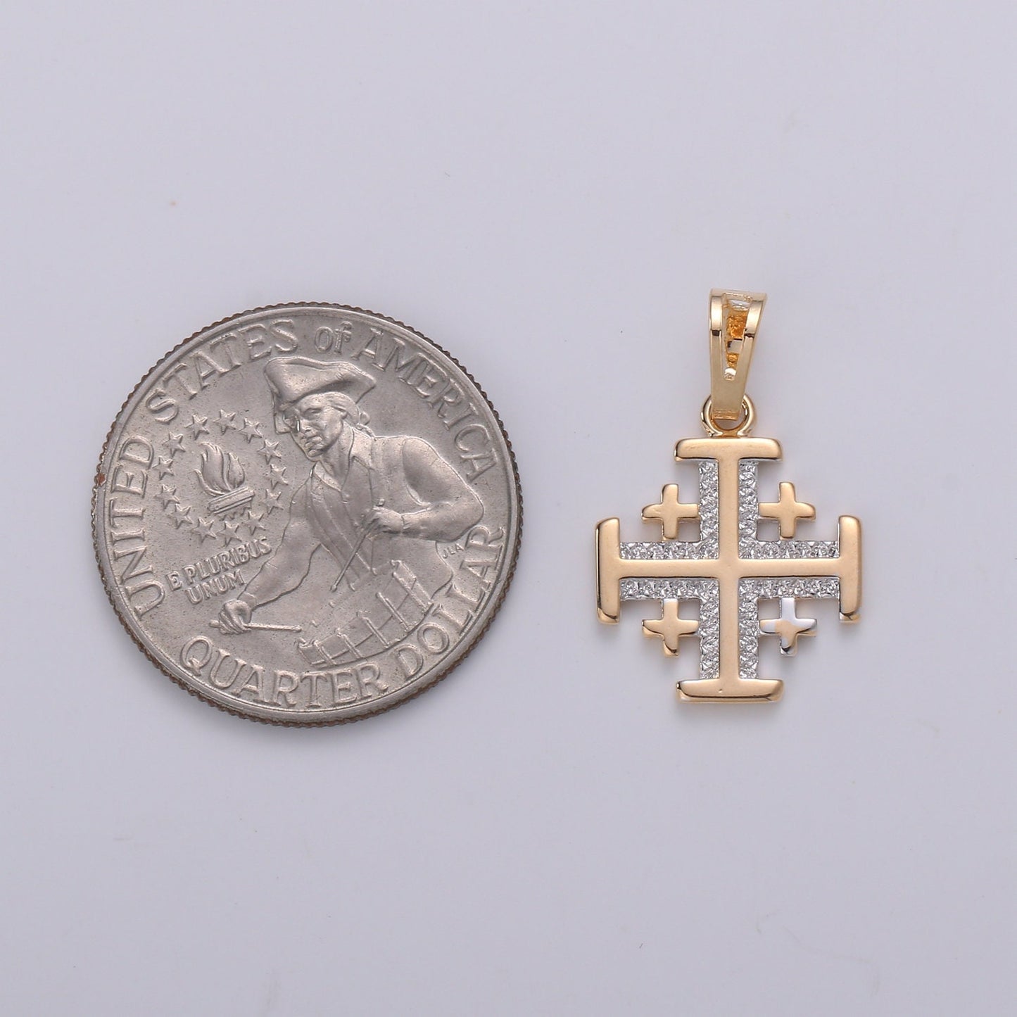 Micro Pave Cubic Cross Pendant, 18K Pinky gold Pendant, Simple Modern Design,Necklace Pendant, Wholesale Jewelry PDGF- 1981