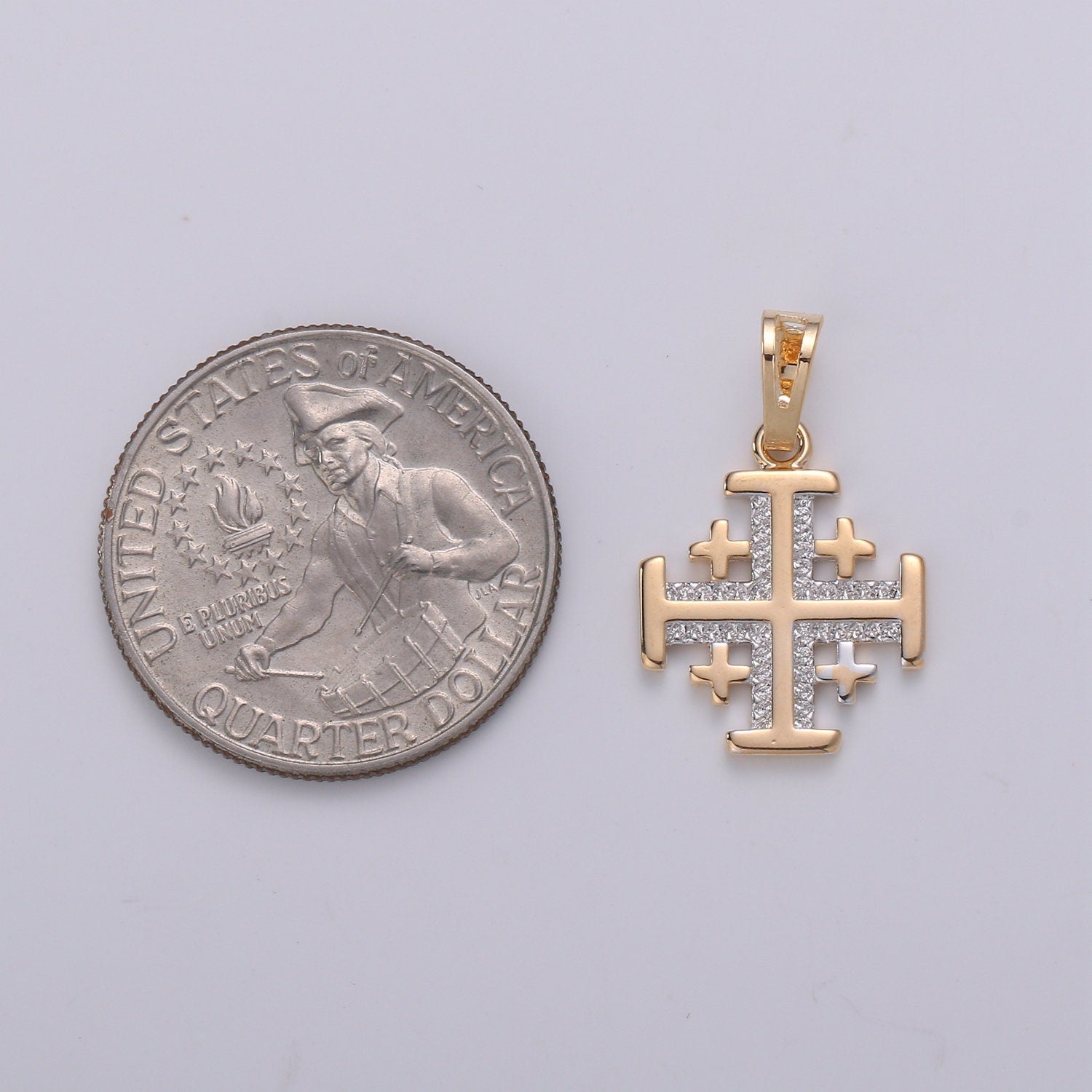 Micro Pave Cubic Cross Pendant, 18K Pinky gold Pendant, Simple Modern Design,Necklace Pendant, Wholesale Jewelry PDGF- 1981