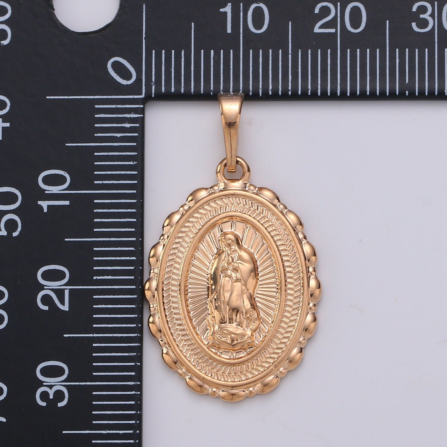 Blessed Virgin Mary 18K gold Charm Mother Mary Pendant Oval Mother Mary Pendant for Necklace Bracelet Rosary Earring Making, J-108