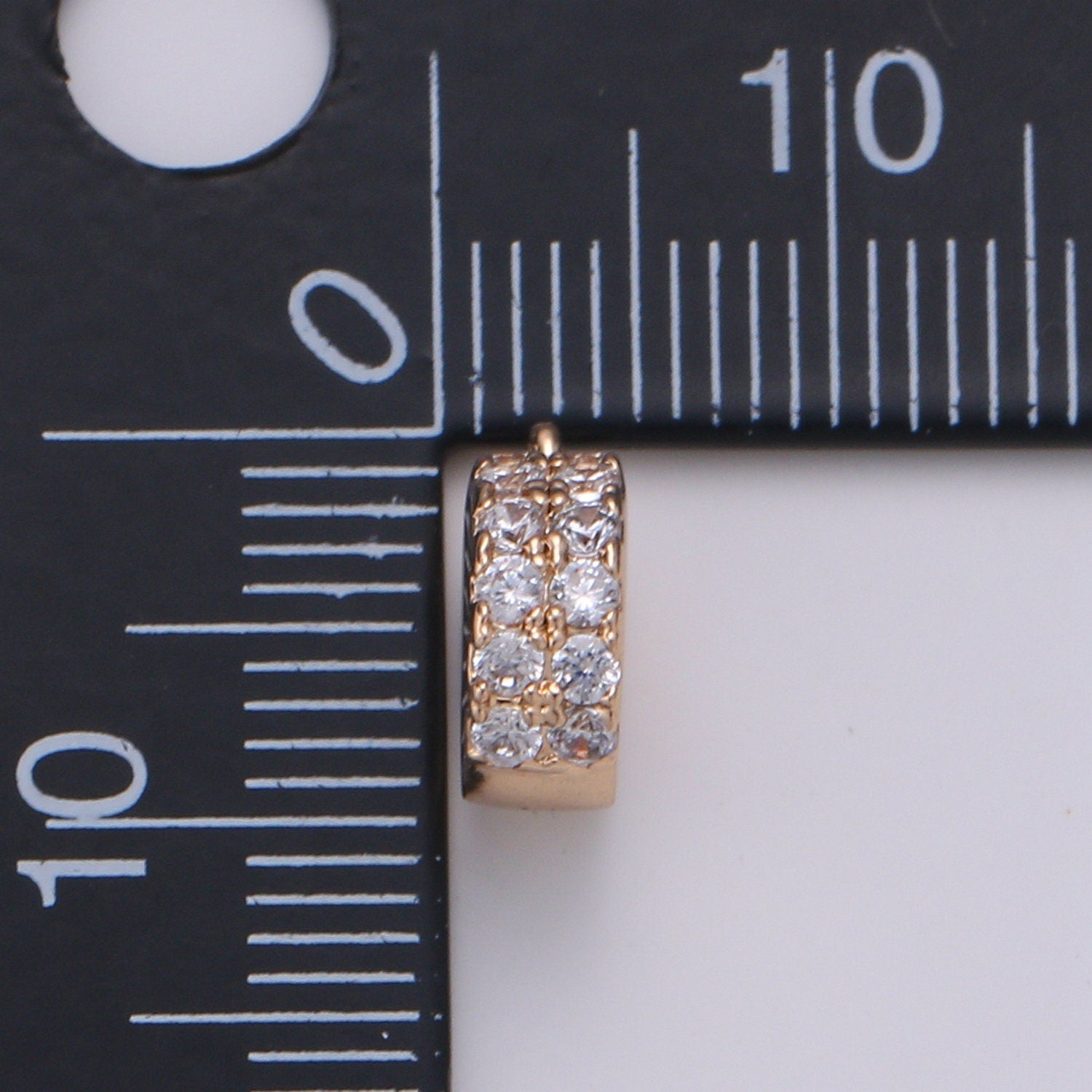 18K gold 8.8mmx1.3mm (16g) Jump Ring, small Loop 2.2mmx0.7mm(21 gauge) Gold Connector CZ Pave Jump Rings jewelry making supplies, 247