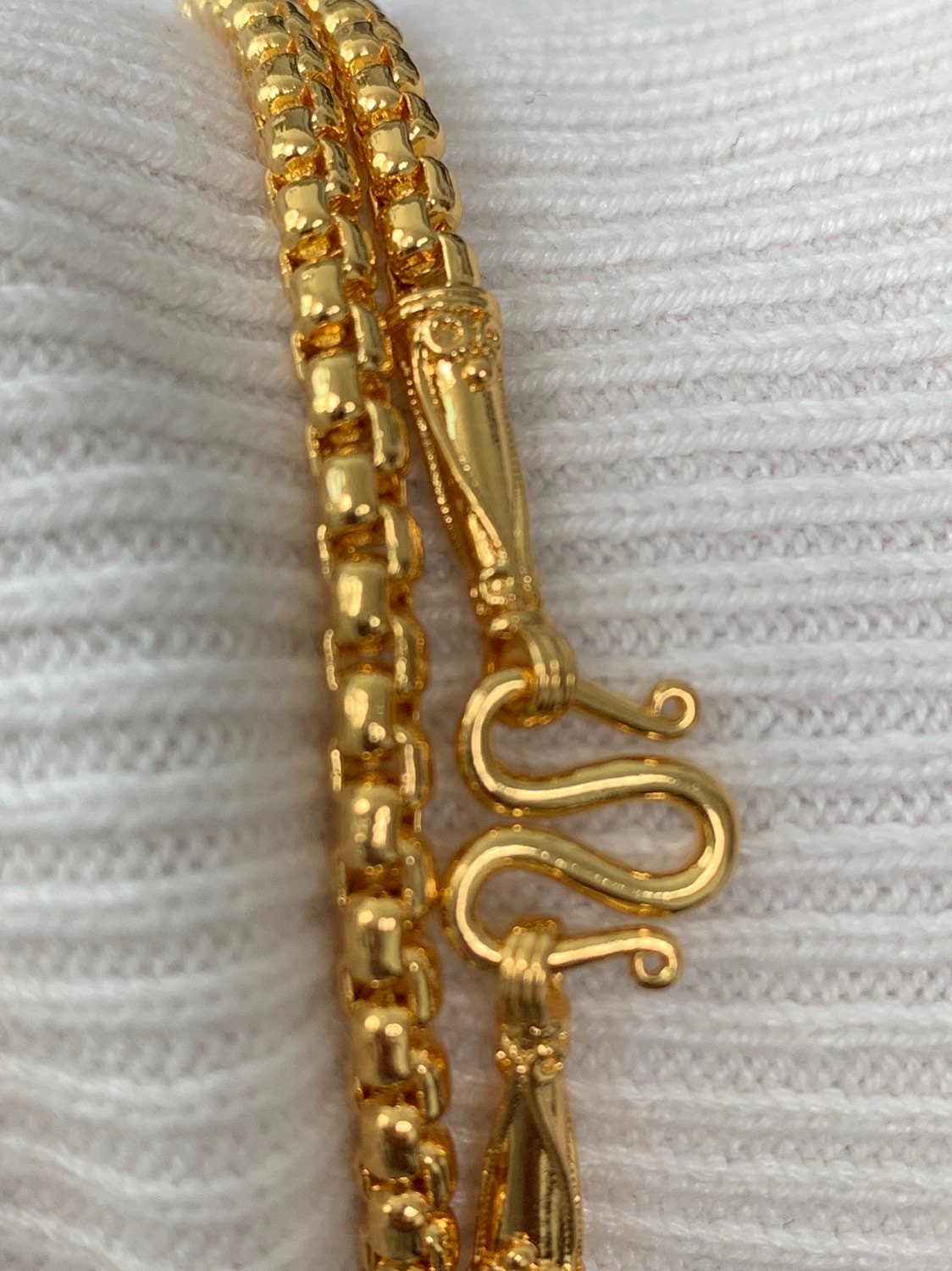 1pc 19.5'' Ready to Use 3.4mm 24K Gold Plated Rolo Box Necklace Chain,Layer Round Chain Bold Necklace,For Pendant Charm Necklace Making, 325