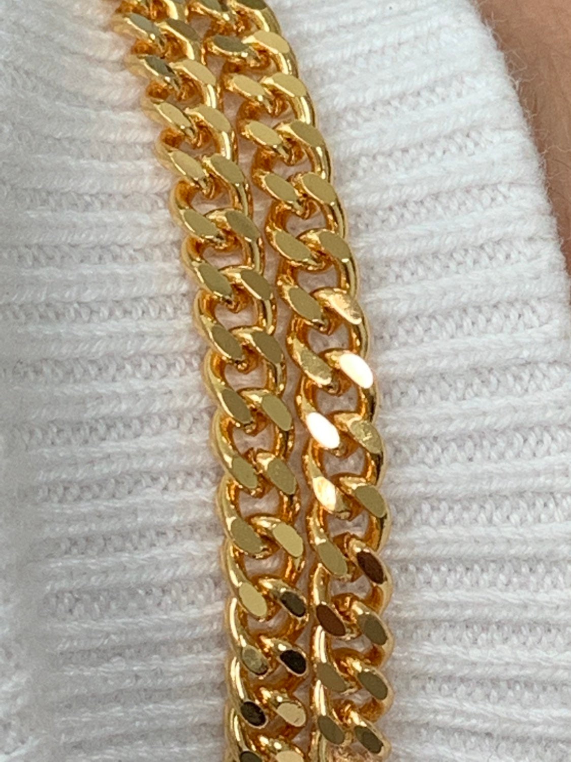 1pc 23.5' Ready to Use 24K Gold Cuban Curb Necklace Chain,Layering Curb Chain Dainty Necklace, For Pendant Charm Necklace, 195