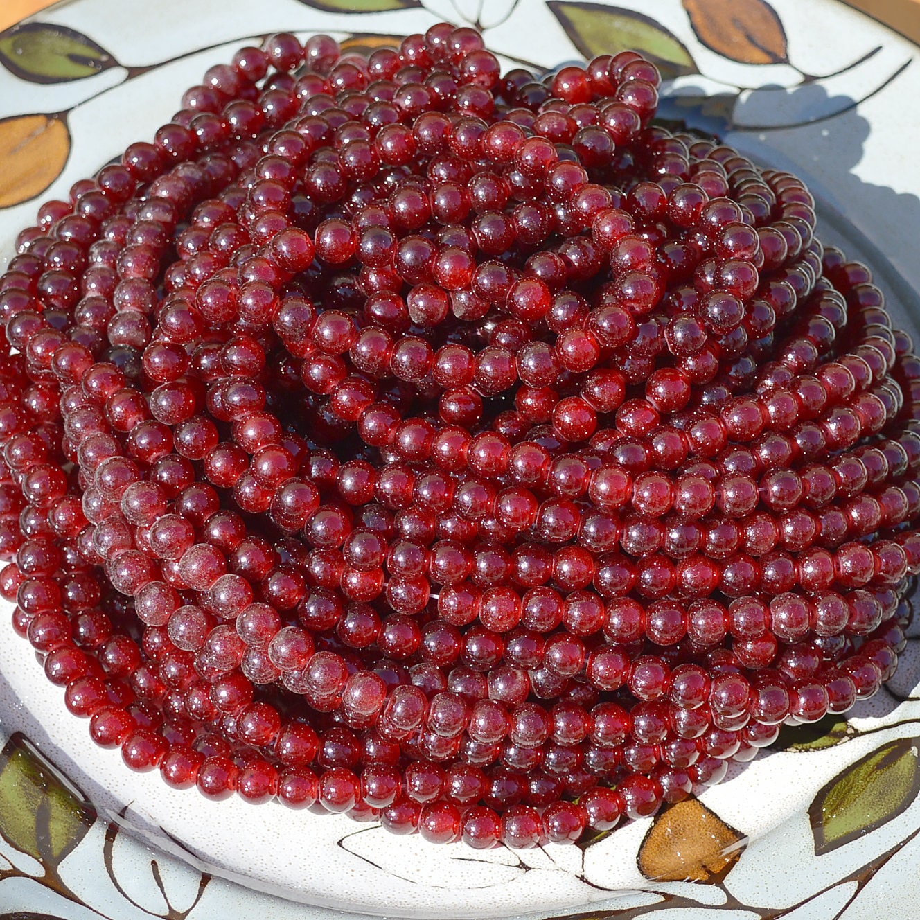 1 Strand8.5mm Maroon Round Glass Beads, Round Glass Beads, Prayer Beads,Rosary Beads, Mala Beads,Spacer Beads for DIY Craft, 178