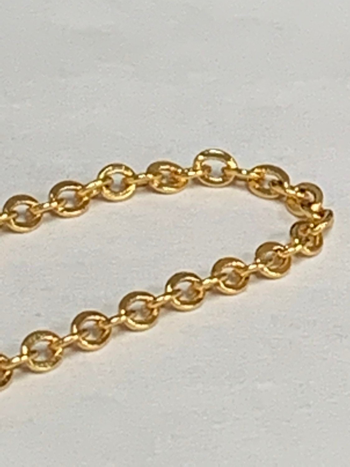 1pc 17.5'' Ready to Use 24K Gold Rolo Necklace Chain, Layering Rolo Chain Simple Necklace, For Pendant Charm Necklace Making, 925