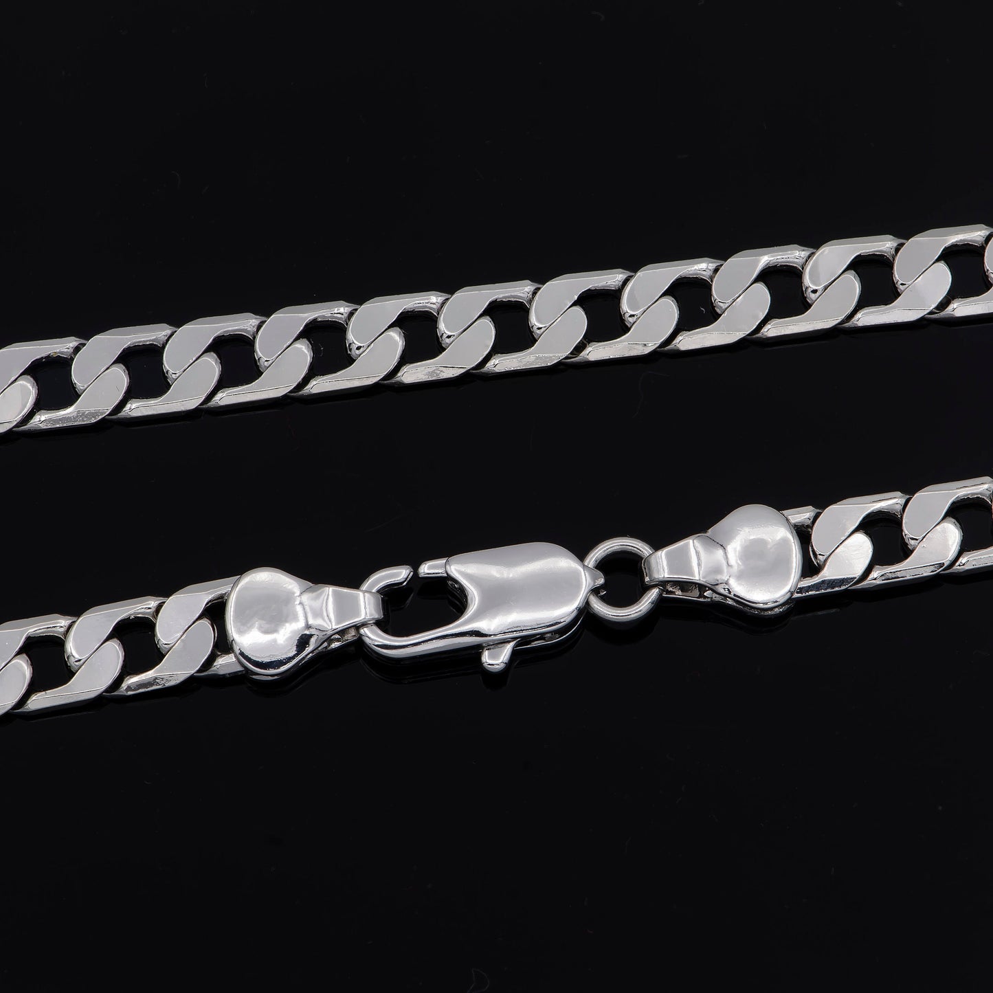 1pc 17.8'' 5.3mm Ready to Use WhiteGold Cuban Curb Necklace Chain,Layering Curb Chain Thick Necklace,For Pendant Charm Necklace, 1011