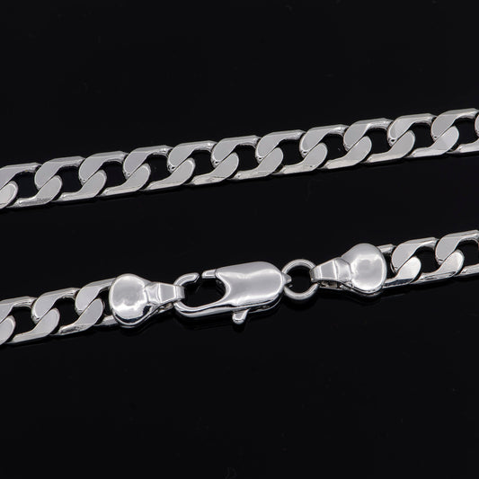 1pc 17.8'' 5.3mm Ready to Use WhiteGold Cuban Curb Necklace Chain,Layering Curb Chain Thick Necklace,For Pendant Charm Necklace, 1011