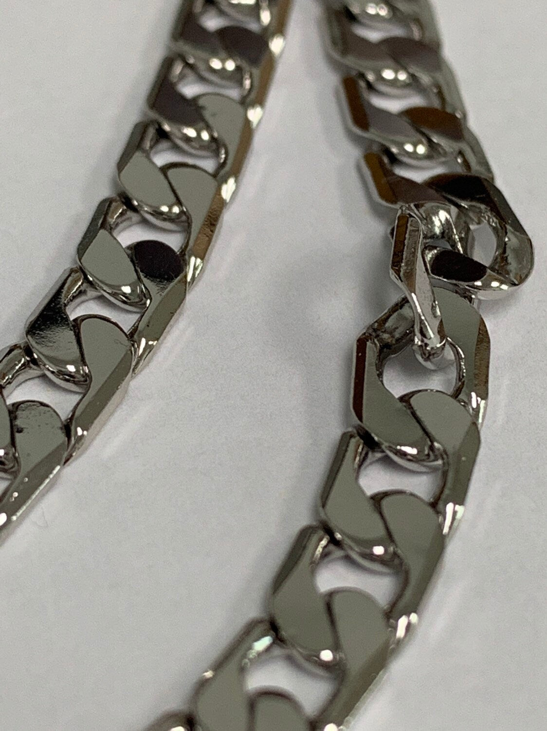 1pc 17.8'' 5.3mm Ready to Use WhiteGold Cuban Curb Necklace Chain,Layering Curb Chain Thick Necklace,For Pendant Charm Necklace, 1011