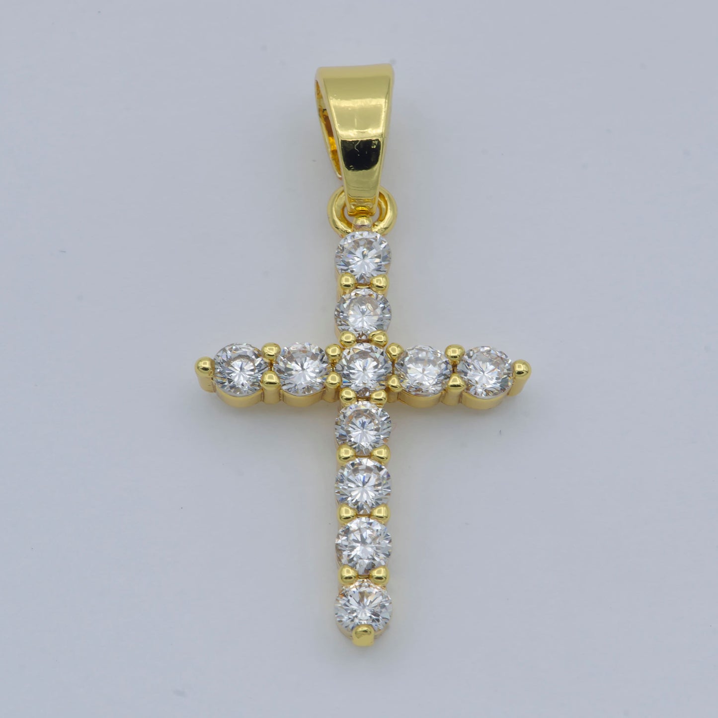 29.5 x 16mm Pave Cubic Cross 24K gold filled Pendant, CZ 24K pendant, Bracelet Charm, Necklace Pendant, 24k Gold Jewelry | H-730