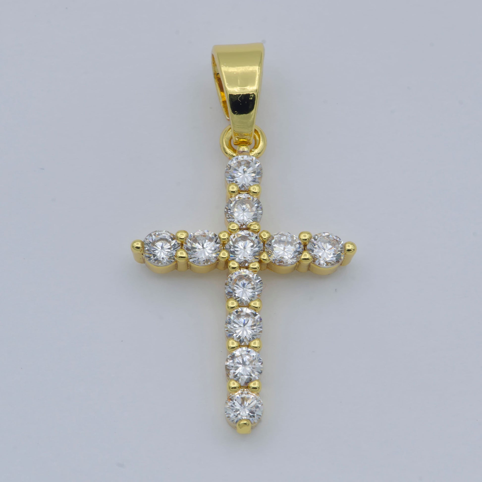 29.5 x 16mm Pave Cubic Cross 24K gold filled Pendant, CZ 24K pendant, Bracelet Charm, Necklace Pendant, 24k Gold Jewelry | H-730