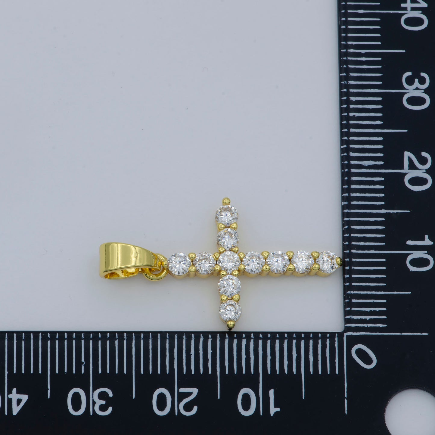 29.5 x 16mm Pave Cubic Cross 24K gold filled Pendant, CZ 24K pendant, Bracelet Charm, Necklace Pendant, 24k Gold Jewelry | H-730