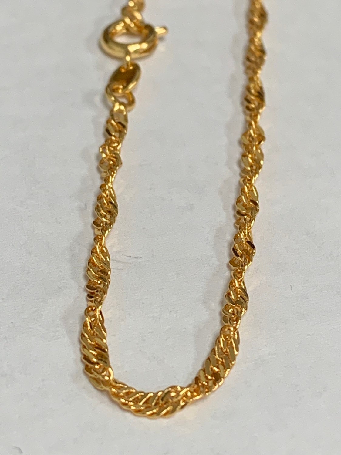 1pc 20'' Ready to Use 24k Singapore Necklace Chain, Layering Spiral Chain Dainty Necklace, Perfect for Pendant Necklace, 988