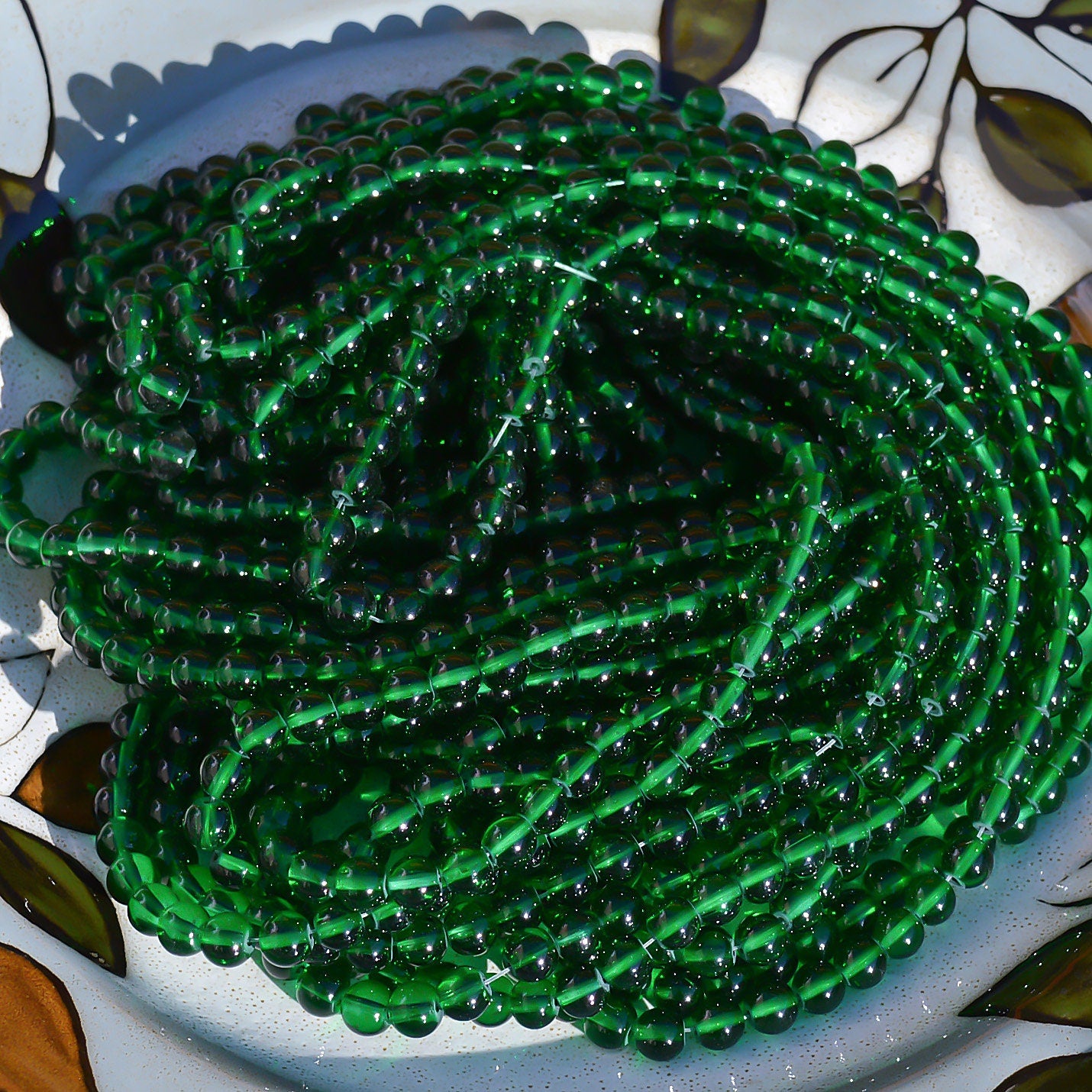 1 Strand 8.5mm Translucent Emerald Glass Beads, Green Round Glass Prayer Beads,Rosary Beads, Mala Beads,Spacer Beads for DIY Craft, 184,245