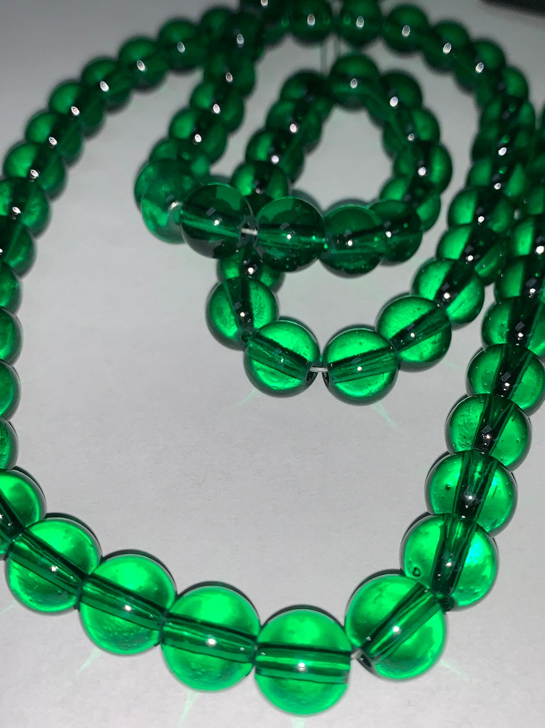 1 Strand 8.5mm Translucent Emerald Glass Beads, Green Round Glass Prayer Beads,Rosary Beads, Mala Beads,Spacer Beads for DIY Craft, 184,245