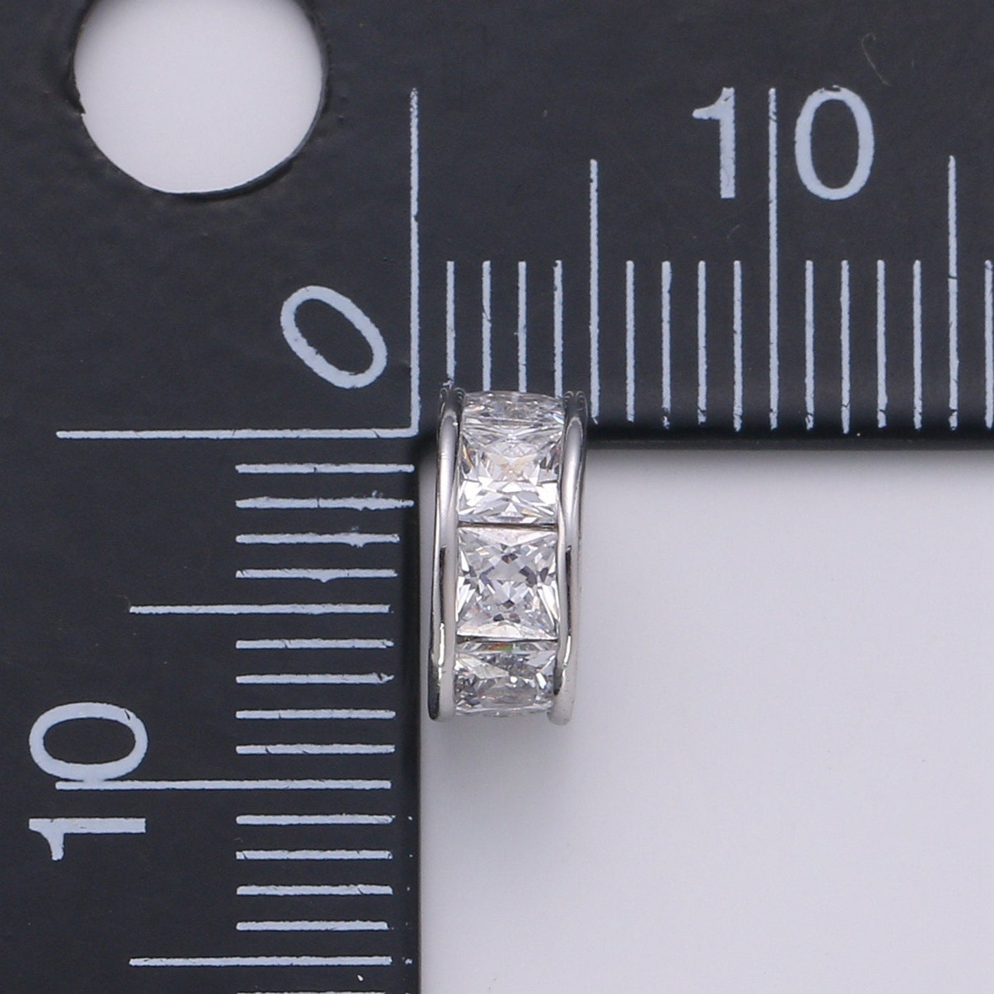 1pc White Gold Square cut CZ Beads Spacer Beads for DIY Shamballa Beads Rondelle Pave Beads Bracelet Bead Size 9.2mm Hole 4.5mm B-364