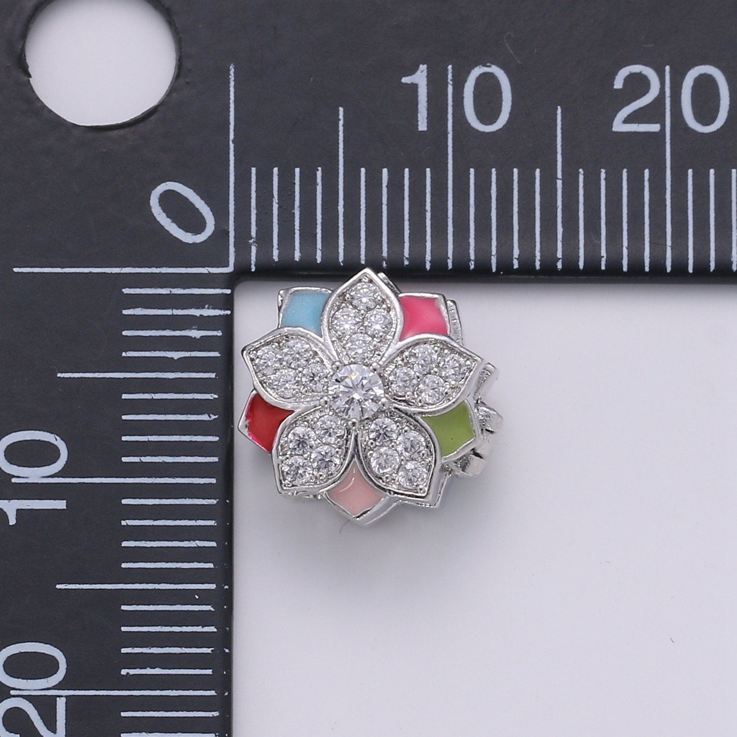 1pc Daisy Flower Gold CZ Micro Pave Spacer Beads for DIY Jewelry Making European Charms Beaded Bracelet,Bead Size 11mm Hole 3.6mm-393
