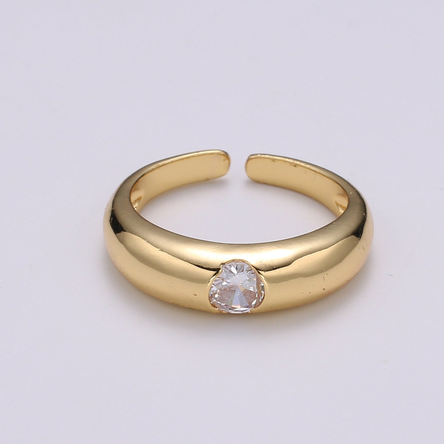 1pc Solitaire Blue,Clear,Red, Green & Teal CZ 24K Gold Ring, Cubic Adjustable Gold Band Ring, Simple Ring, Cubic Zirconia Ring- 360