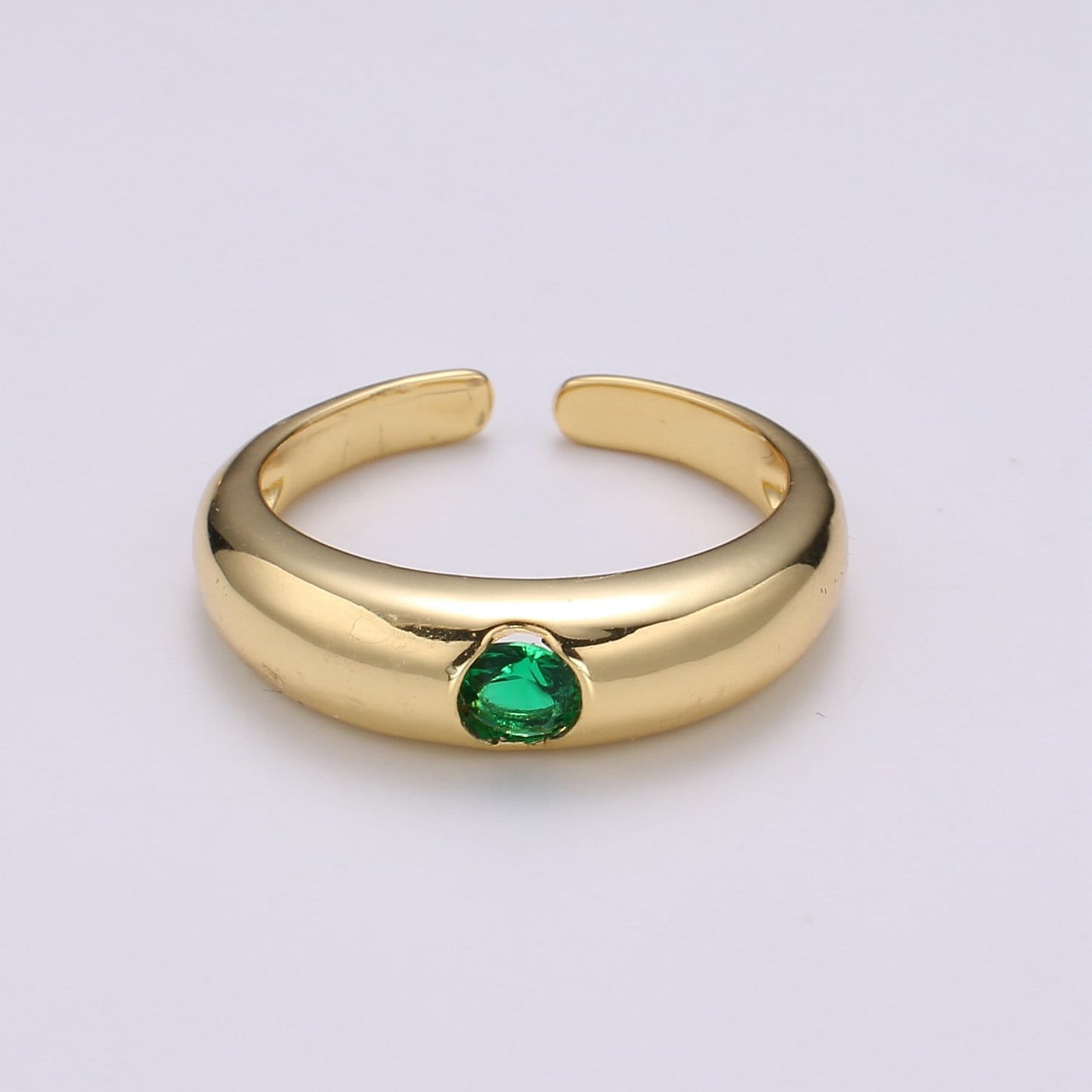 1pc Solitaire Blue,Clear,Red, Green & Teal CZ 24K Gold Ring, Cubic Adjustable Gold Band Ring, Simple Ring, Cubic Zirconia Ring- 360