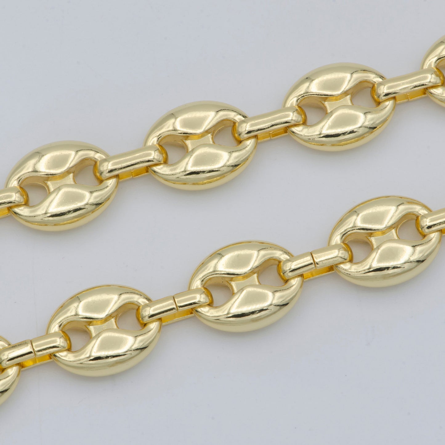 Dual Sided Anchor Chain 24K Gold by Yard, Mariner Fancy Link Chain for DIY Craft, Belt Chain, Clip chain Roll-467