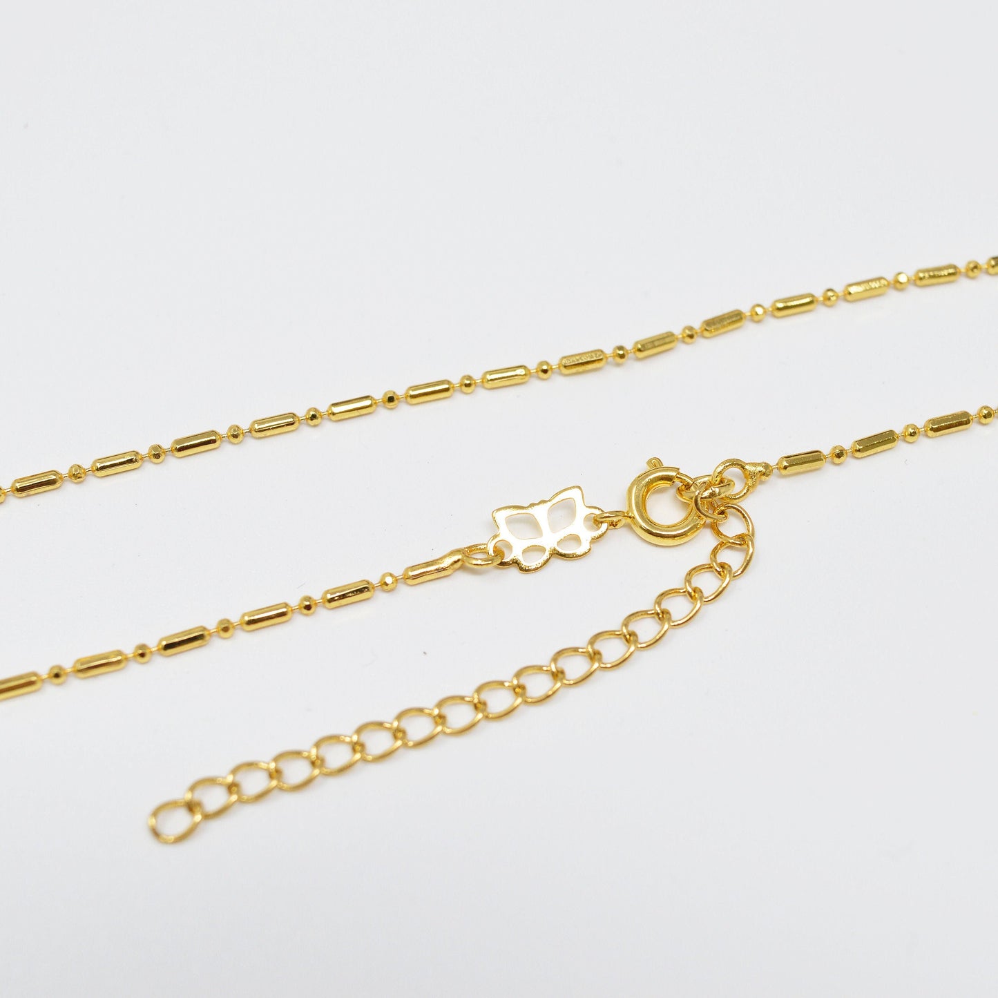 1pc 18'' Ready to Use 18K Rosy Gold Rolo Necklace Chain, Layering Ball Rolo Chain Dainty Necklace, For Pendant Charm Necklace, 696
