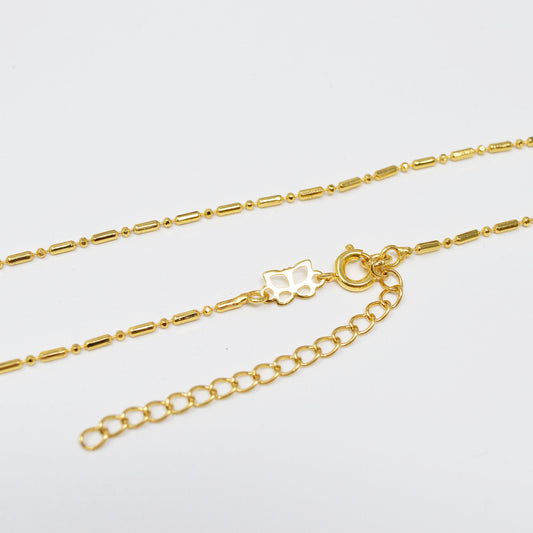 1pc 18'' Ready to Use 18K Rosy Gold Rolo Necklace Chain, Layering Ball Rolo Chain Dainty Necklace, For Pendant Charm Necklace, 696