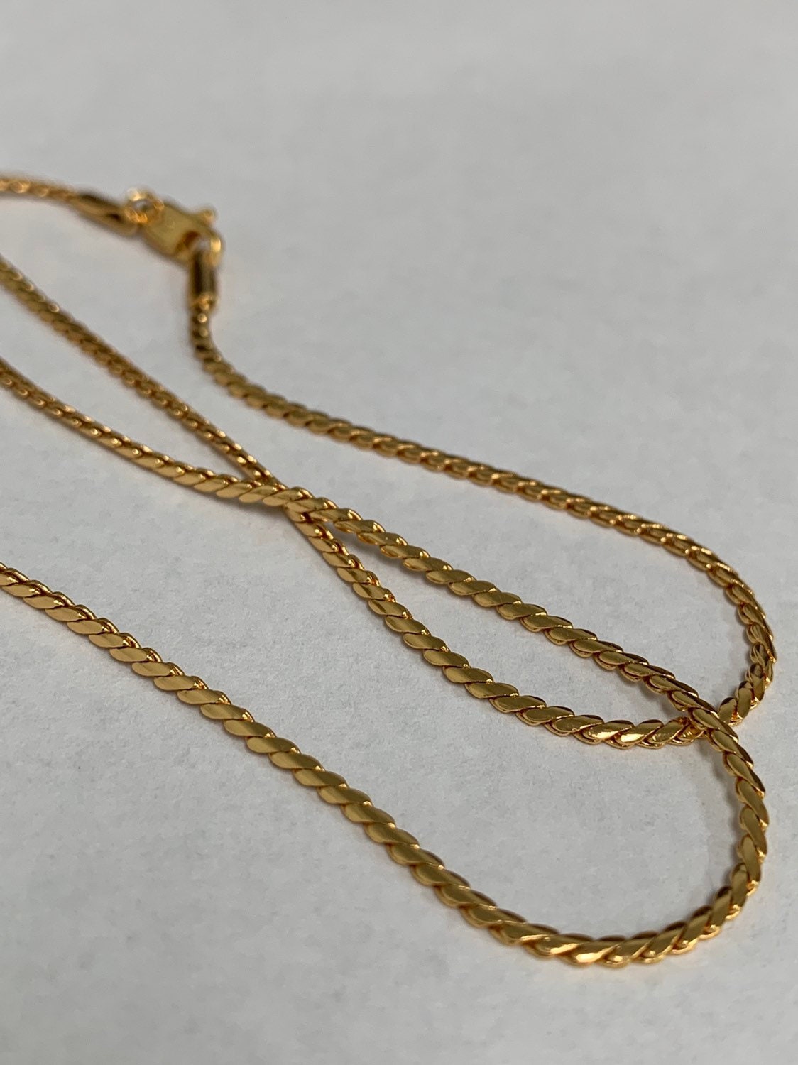 1pc 17.5'' Ready to Use 24K Gold Franco Wheat Necklace Chain, Layering Unique Chain Bold Necklace, Perfect for Pendant Charm Necklace, 986