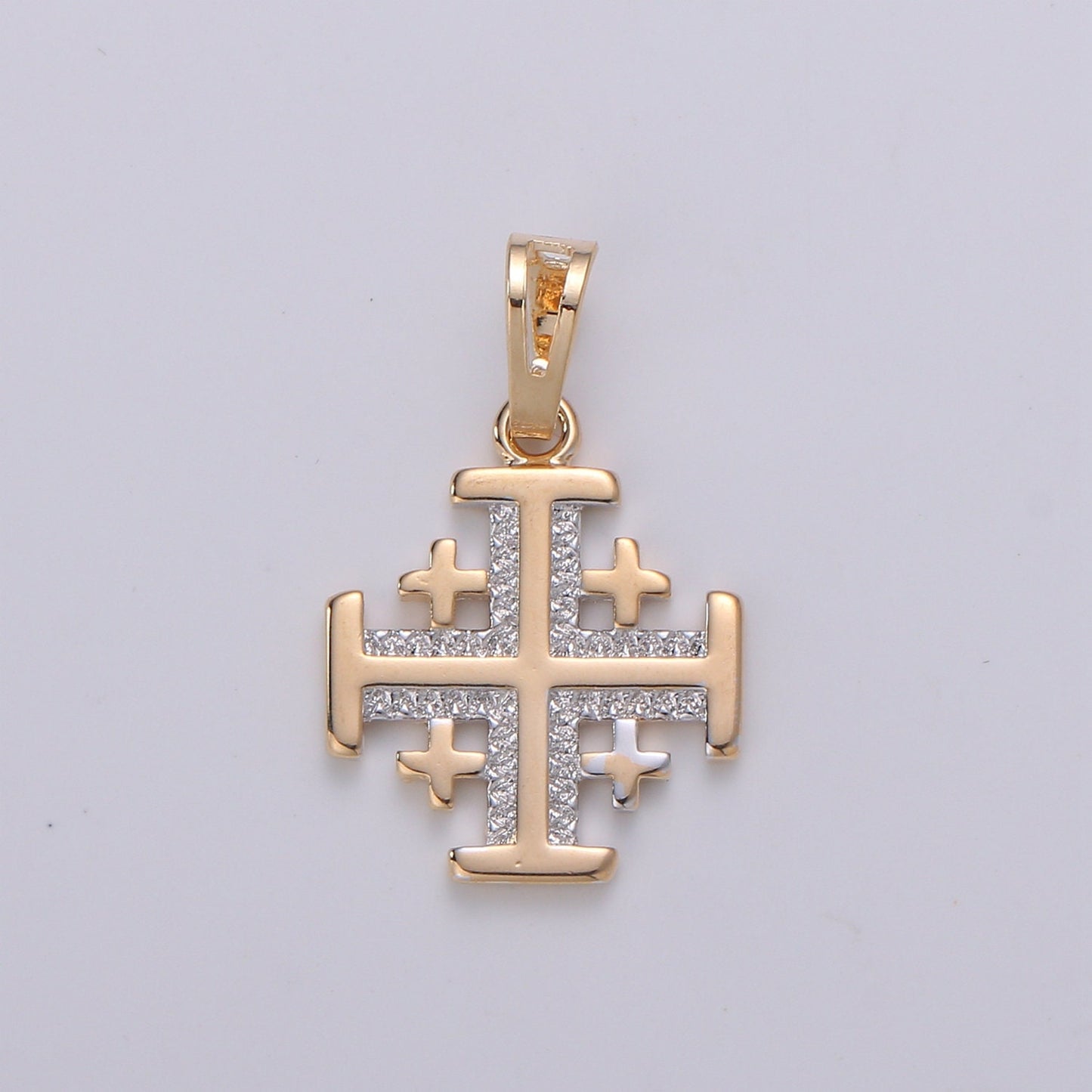 Micro Pave Cubic Cross Pendant, 18K Pinky gold Pendant, Simple Modern Design,Necklace Pendant, Wholesale Jewelry PDGF- 1981