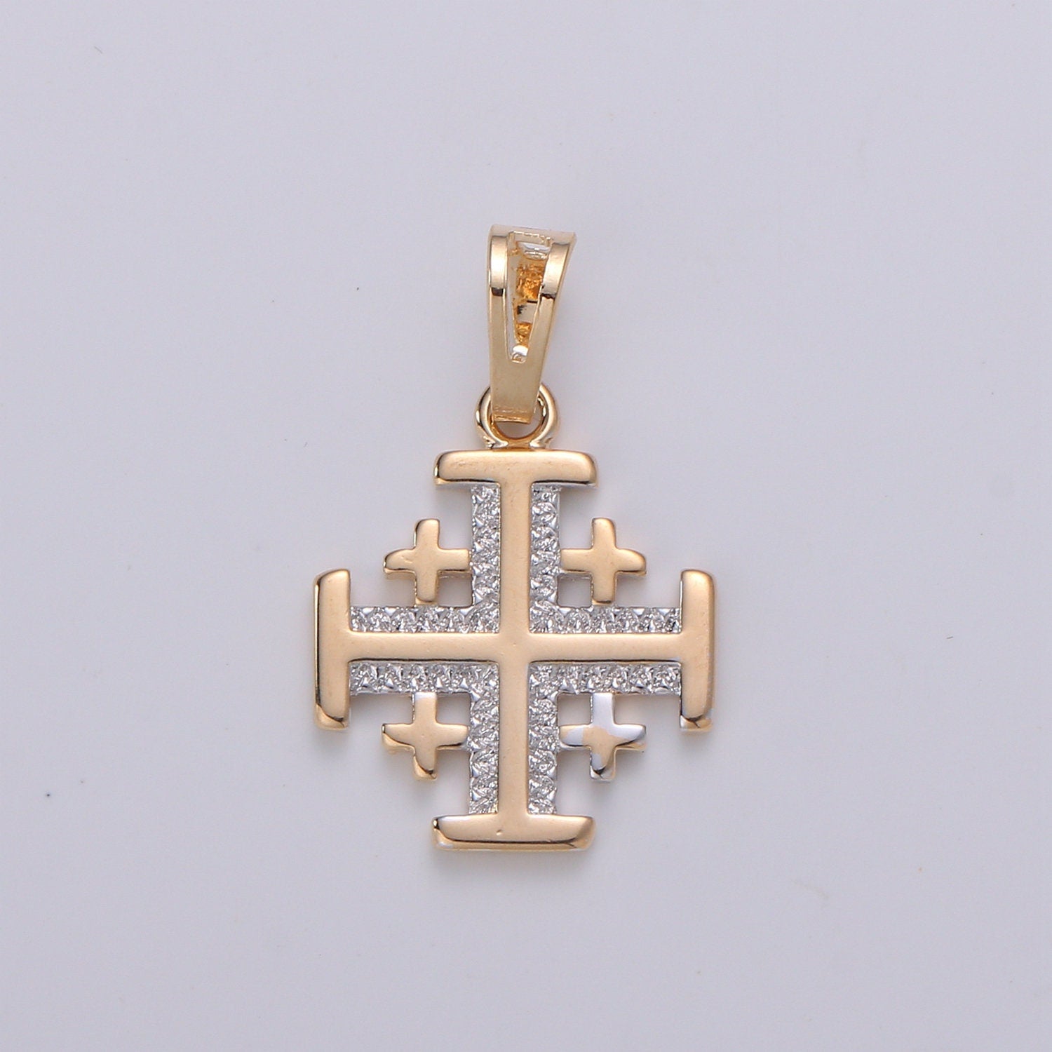 Micro Pave Cubic Cross Pendant, 18K Pinky gold Pendant, Simple Modern Design,Necklace Pendant, Wholesale Jewelry PDGF- 1981