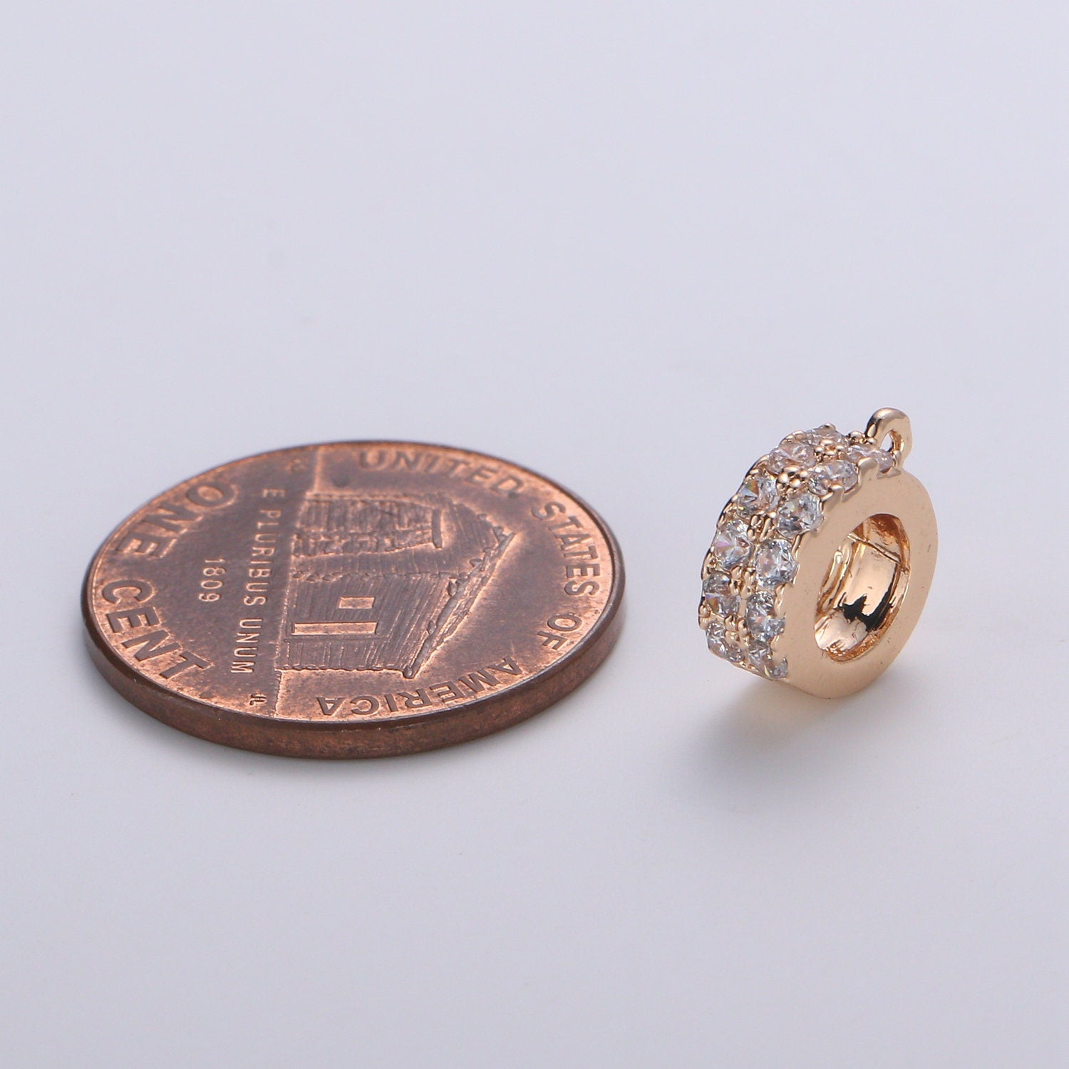 18K gold 8.8mmx1.3mm (16g) Jump Ring, small Loop 2.2mmx0.7mm(21 gauge) Gold Connector CZ Pave Jump Rings jewelry making supplies, 247