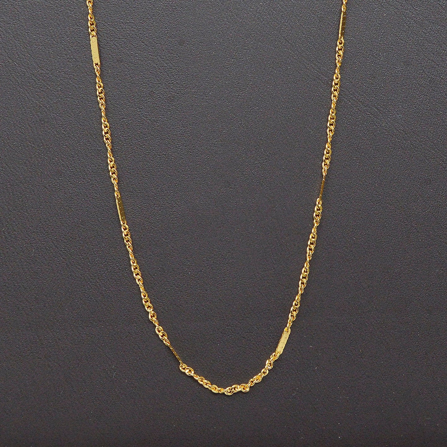 1pc 18'' Ready to Use 24K Gold Singapore Necklace, Layering Spiral Bar Chain Dainty Necklace, Perfect for Pendant Necklace, 992