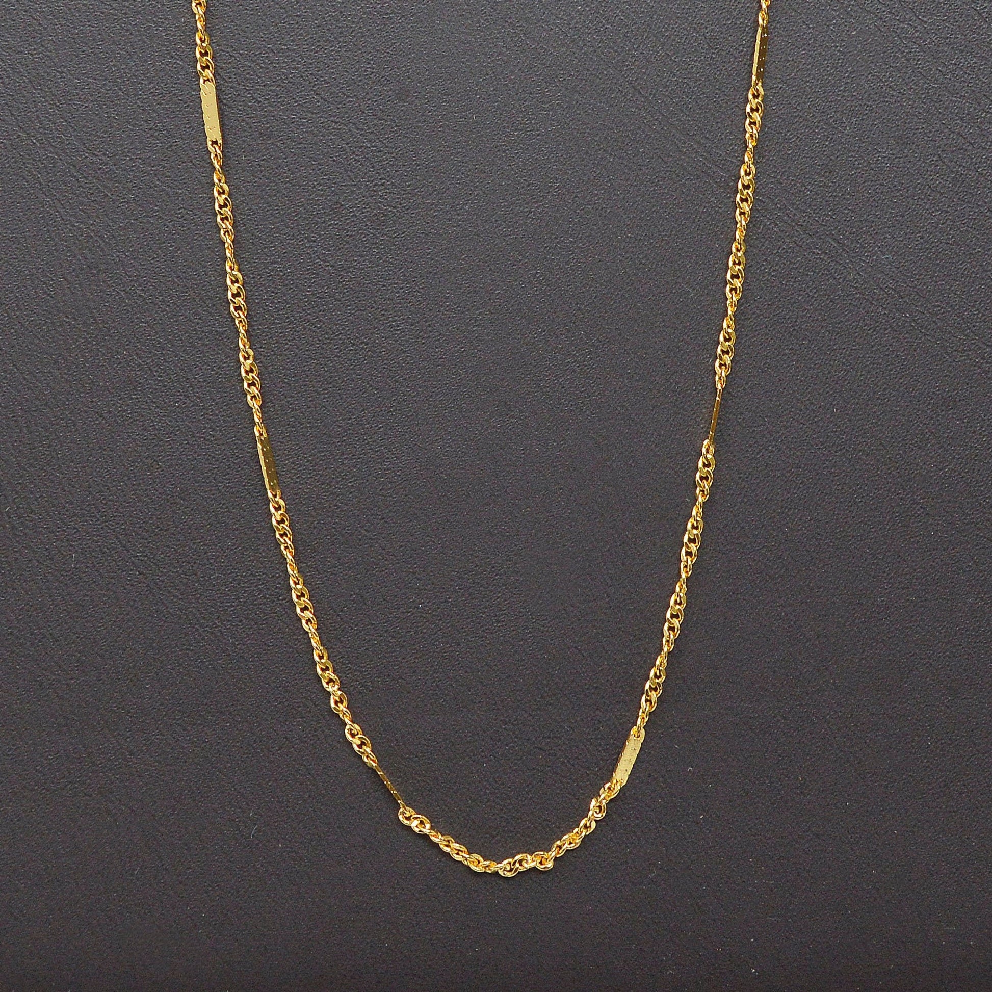 1pc 18'' Ready to Use 24K Gold Singapore Necklace, Layering Spiral Bar Chain Dainty Necklace, Perfect for Pendant Necklace, 992