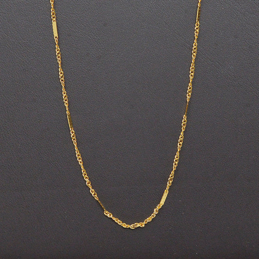 1pc 18'' Ready to Use 24K Gold Singapore Necklace, Layering Spiral Bar Chain Dainty Necklace, Perfect for Pendant Necklace, 992