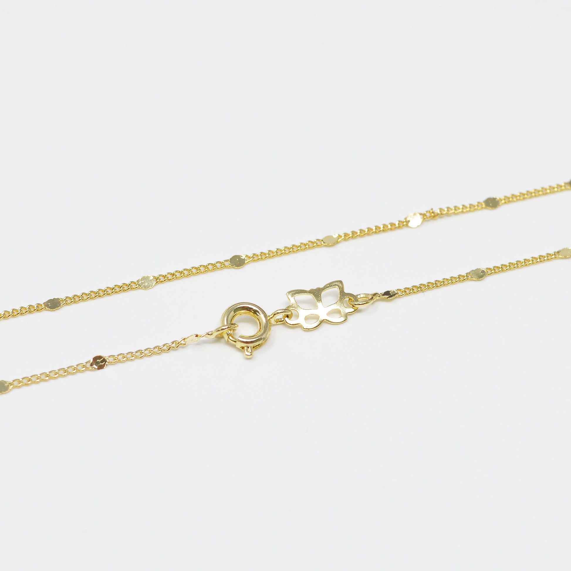 15.9' Ready to Use 24K Gold Plated Thin Rolo Circle plate sequence Chain, Layering Dainty Necklace, For Pendant Charm Necklace,1006