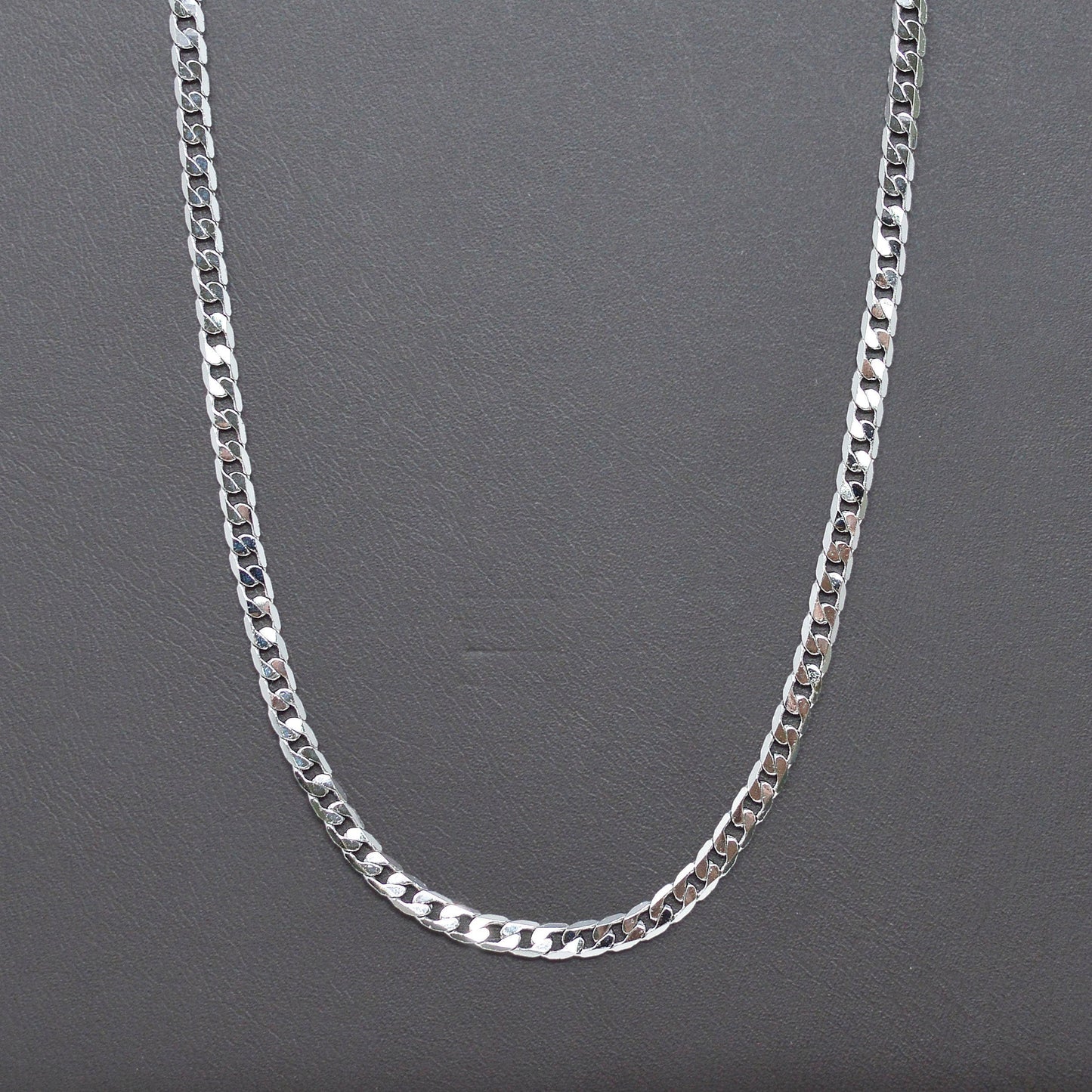 1pc 17.7'' Ready to Use White Gold Cuban Curb Necklace Chain, Layer Curb Chain Dainty Necklace, Pendant Charm Necklace, 1010