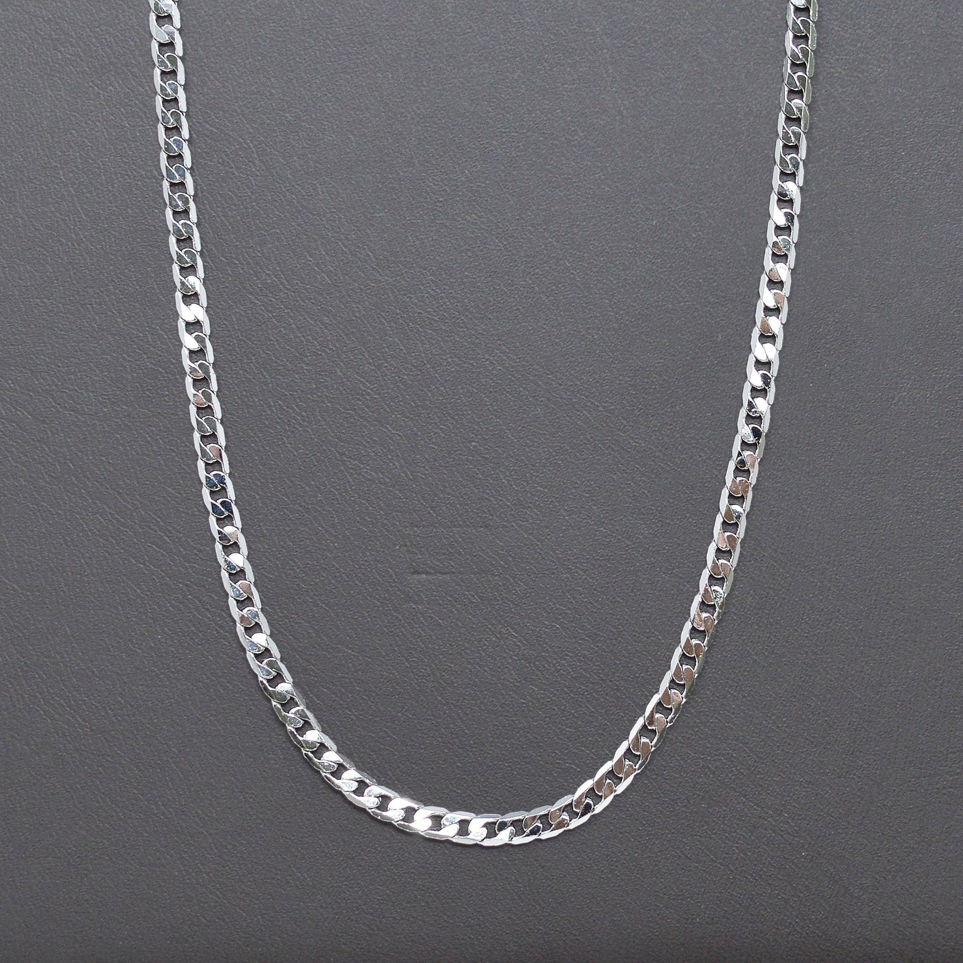 1pc 17.7'' Ready to Use White Gold Cuban Curb Necklace Chain, Layer Curb Chain Dainty Necklace, Pendant Charm Necklace, 1010