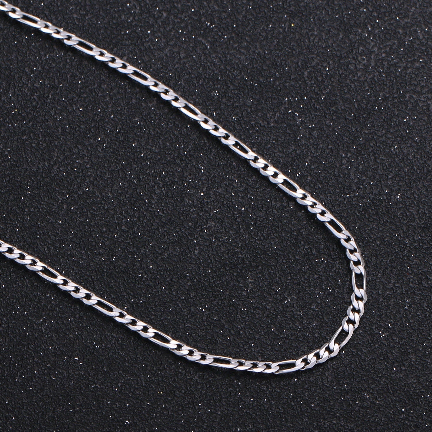 1pc 17.8'' Ready to Use White Gold Figaro Necklace Chain,Layer Figaro Chain Dainty Necklace, Pendant Charm Necklace Width:2.5mm, 1012