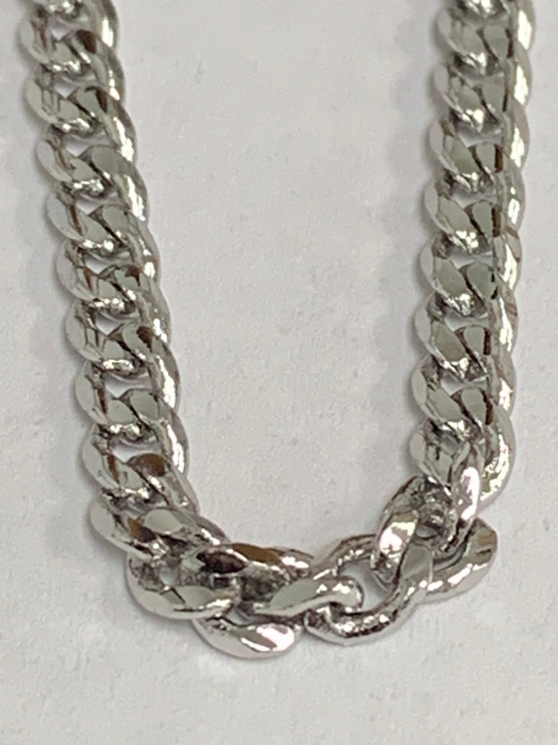 1pc 19.5'' Ready to Use White Gold Cuban Curb Necklace Chain, Layer Curb Chain Dainty Necklace, Pendant Charm Necklace, 1016