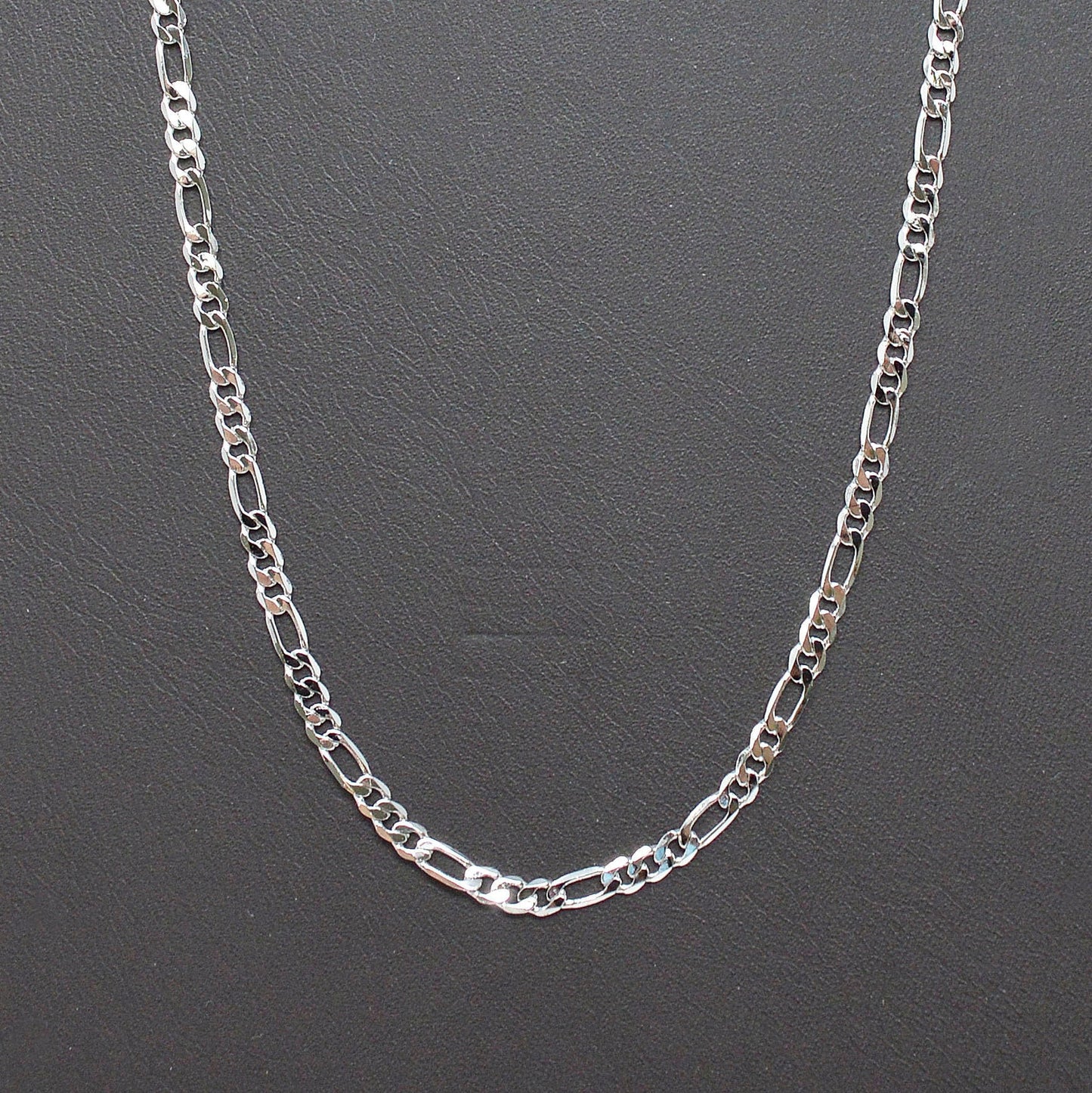 1pc 19.7'' Ready to Use White Gold Figaro Necklace Chain,Layer Figaro Chain Dainty Necklace, Pendant Necklace Width is 2.4mm, 1015