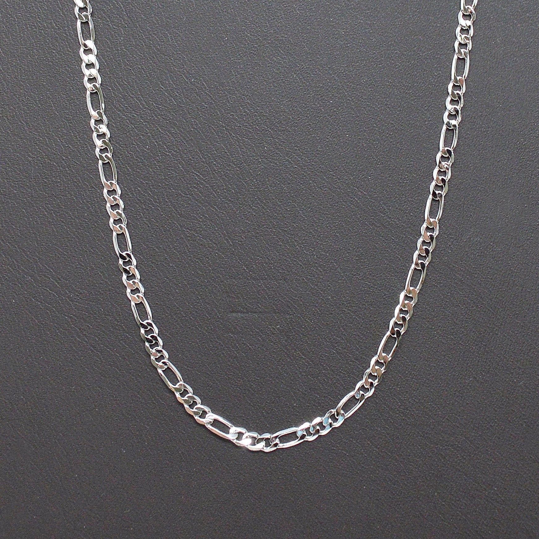 1pc 19.7'' Ready to Use White Gold Figaro Necklace Chain,Layer Figaro Chain Dainty Necklace, Pendant Necklace Width is 2.4mm, 1015
