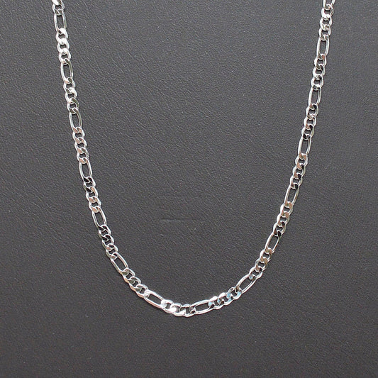 1pc 19.7'' Ready to Use White Gold Figaro Necklace Chain,Layer Figaro Chain Dainty Necklace, Pendant Necklace Width is 2.4mm, 1015