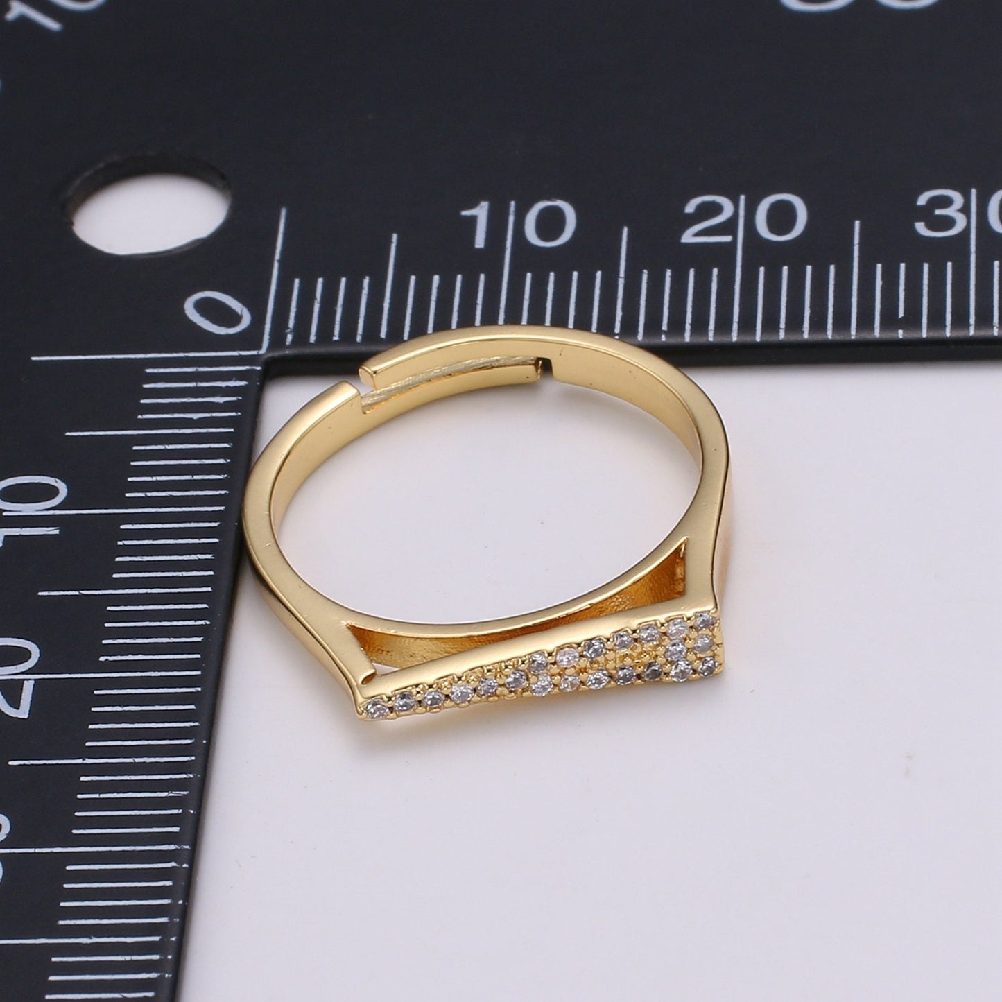1pc Clear CZ Love Gold Ring, Dart Cubic Adjustable Gold Curb Ring, Simple Ring, Clear Cubic Zirconia Ring,Ring-350