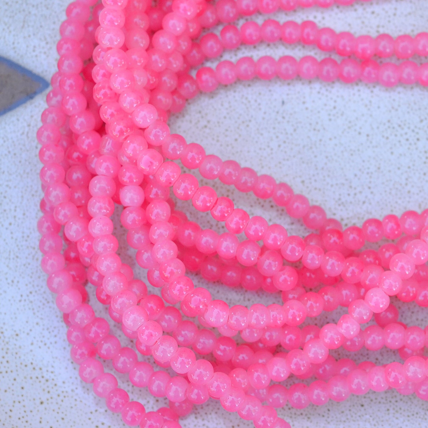 1 Strand 6.4mm Pink Rose Glass Beads, Round Glass Beads, Prayer Beads,Rosary Beads, Mala Beads,Spacer Beads for DIY Craft, 206