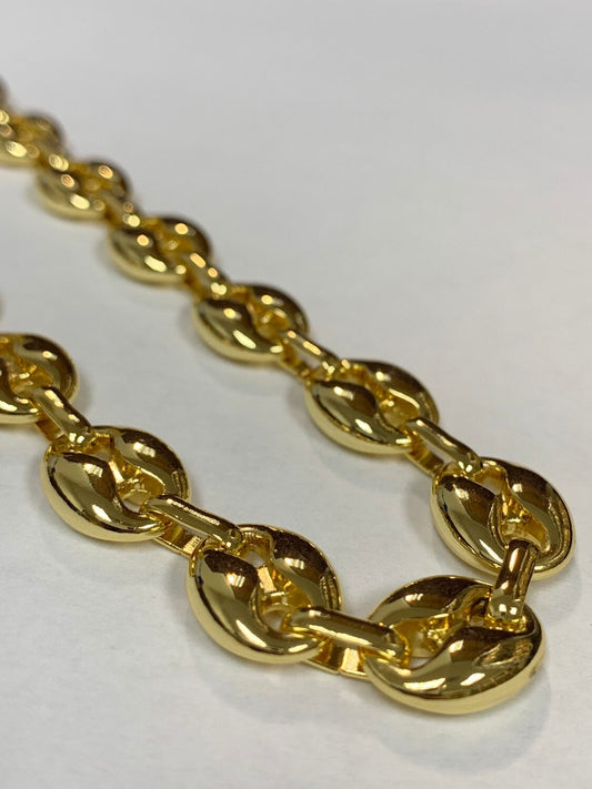 Dual Sided Anchor Chain 24K Gold by Yard, Mariner Fancy Link Chain for DIY Craft, Belt Chain, Clip chain Roll-467
