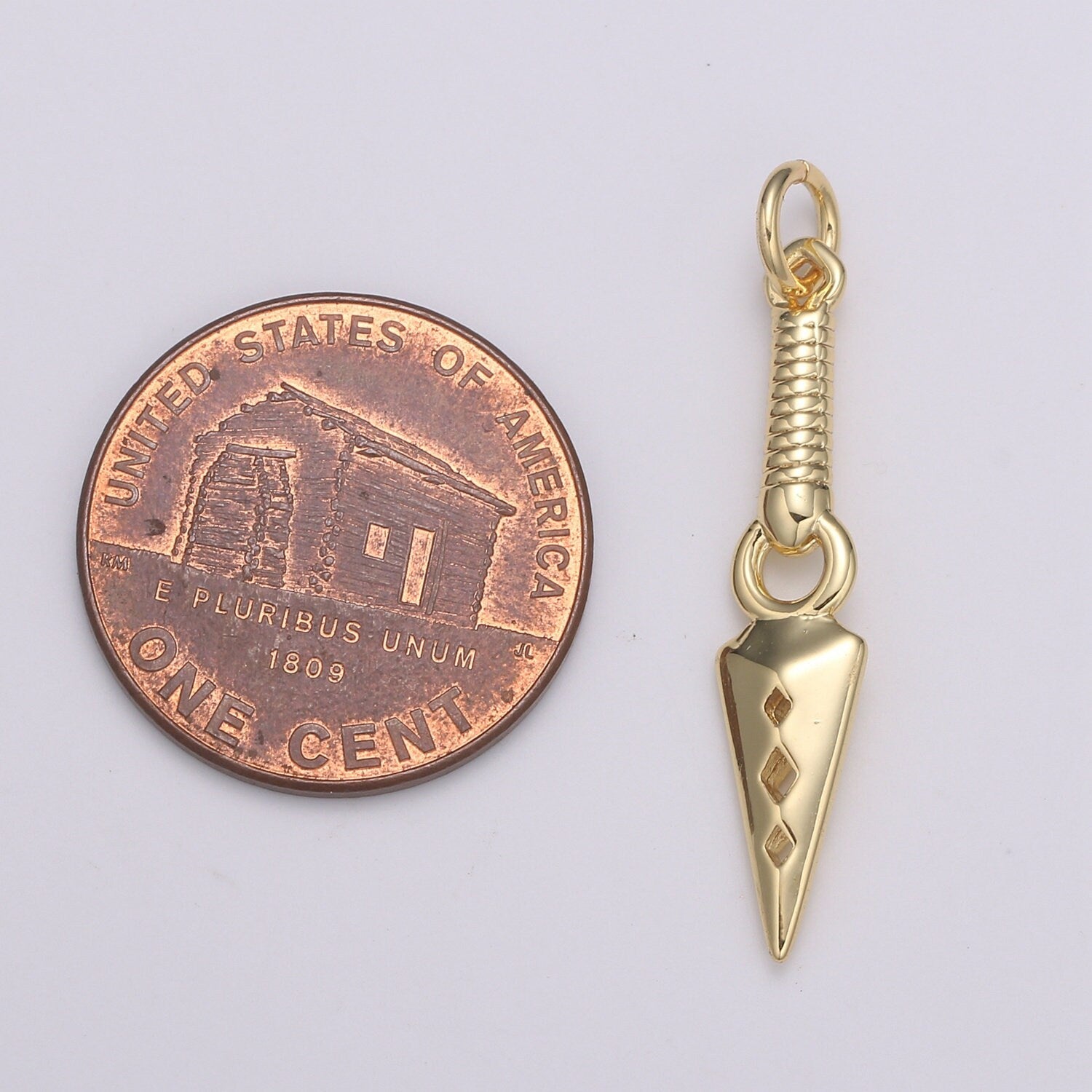 1pc 24k Gold Peg Charm, Spear Pendant Charm, Charm, For DIY Jewelry, E-200