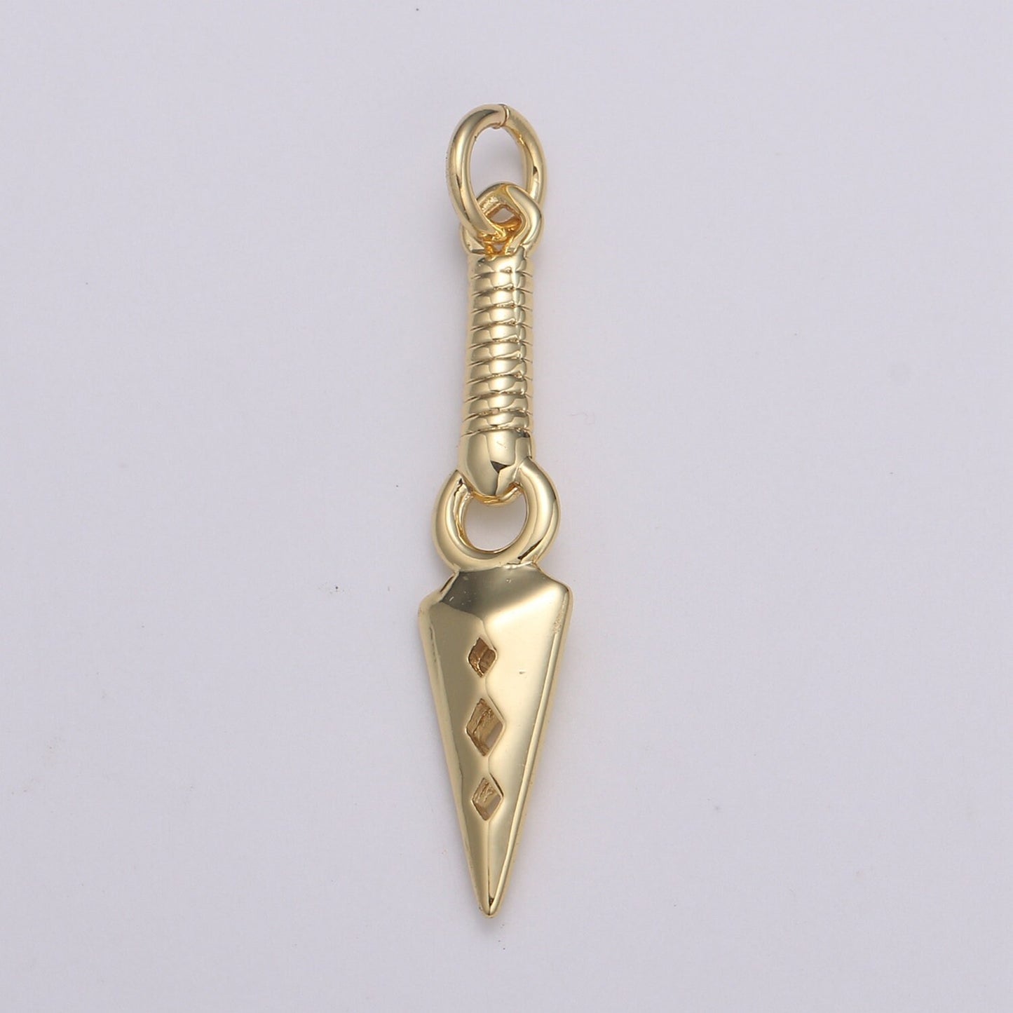 1pc 24k Gold Peg Charm, Spear Pendant Charm, Charm, For DIY Jewelry, E-200