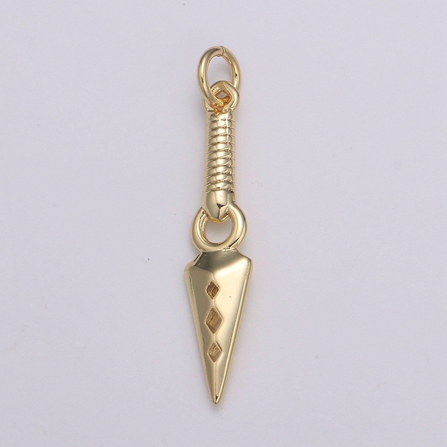 1pc 24k Gold Peg Charm, Spear Pendant Charm, Charm, For DIY Jewelry, E-200